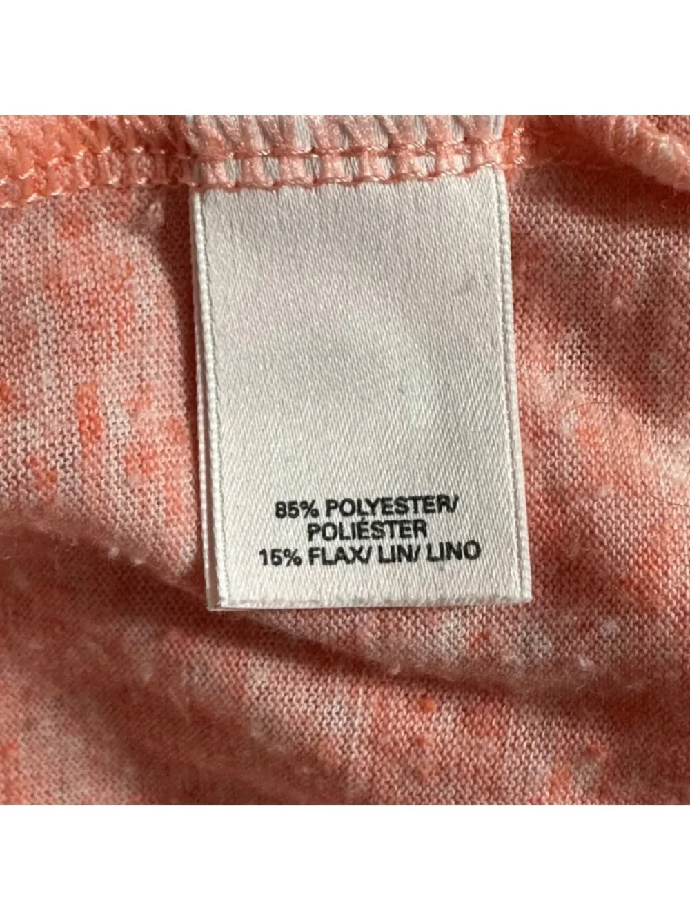 Victoria's Secret Coral V-Neck T-Shirt M Polyester/Linen Blend Beachy Vacation - Picture 7 of 12